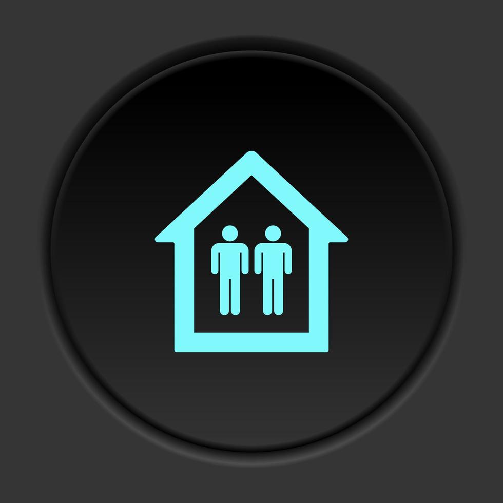 Round button icon Mans in a house. Button banner round badge interface for application illustration on dark background vector