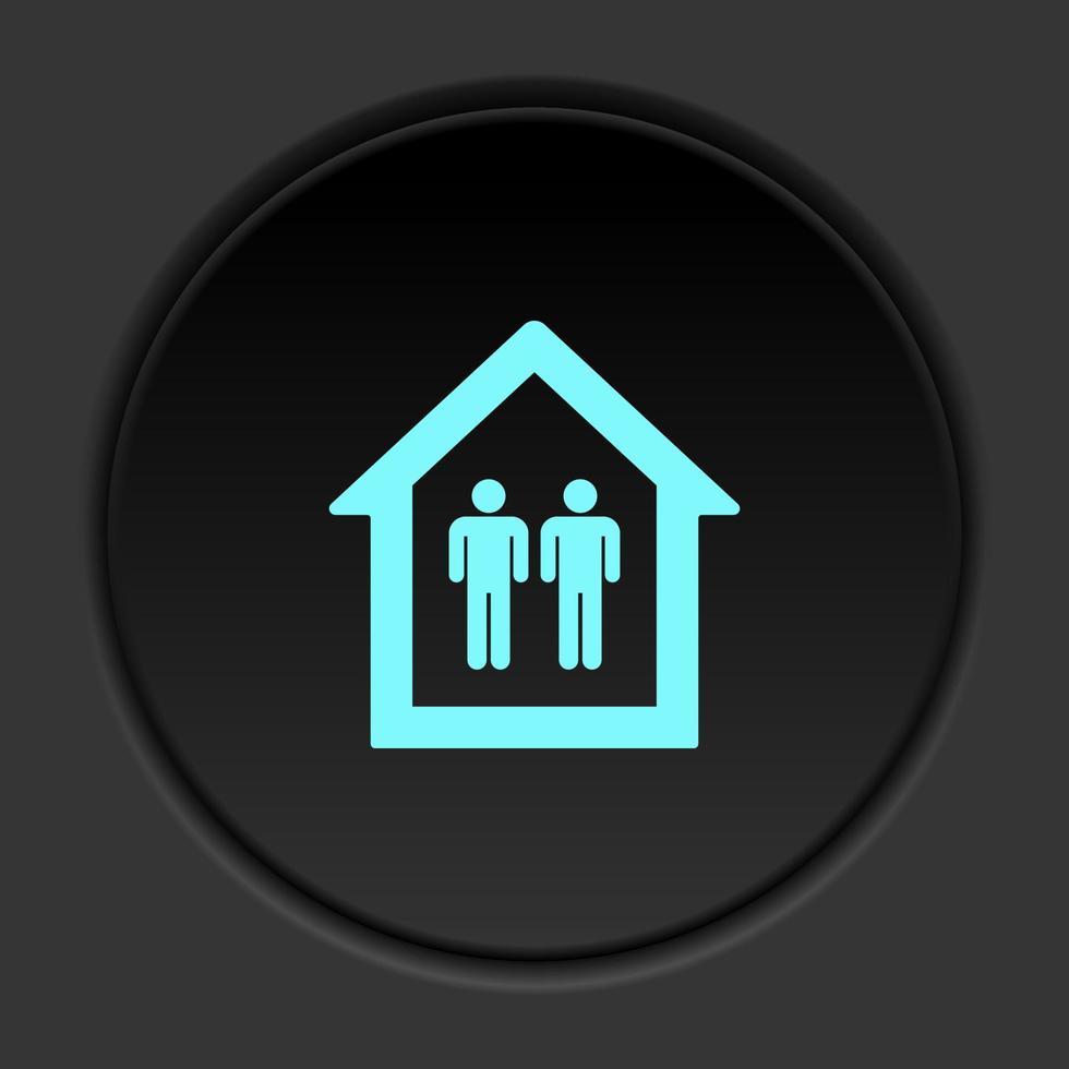 Round button icon Mans in a house. Button banner round badge interface for application illustration on dark background vector