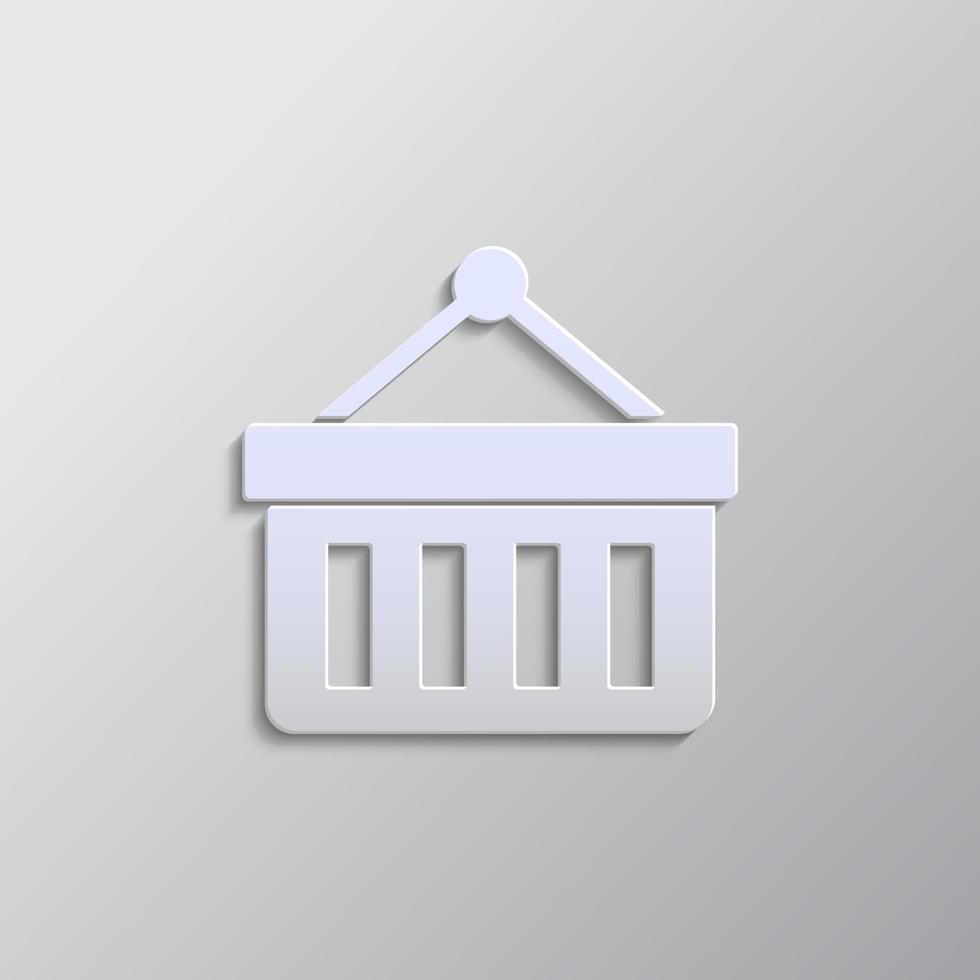 Basket paper style, icon. Grey color vector background- Paper style vector icon.