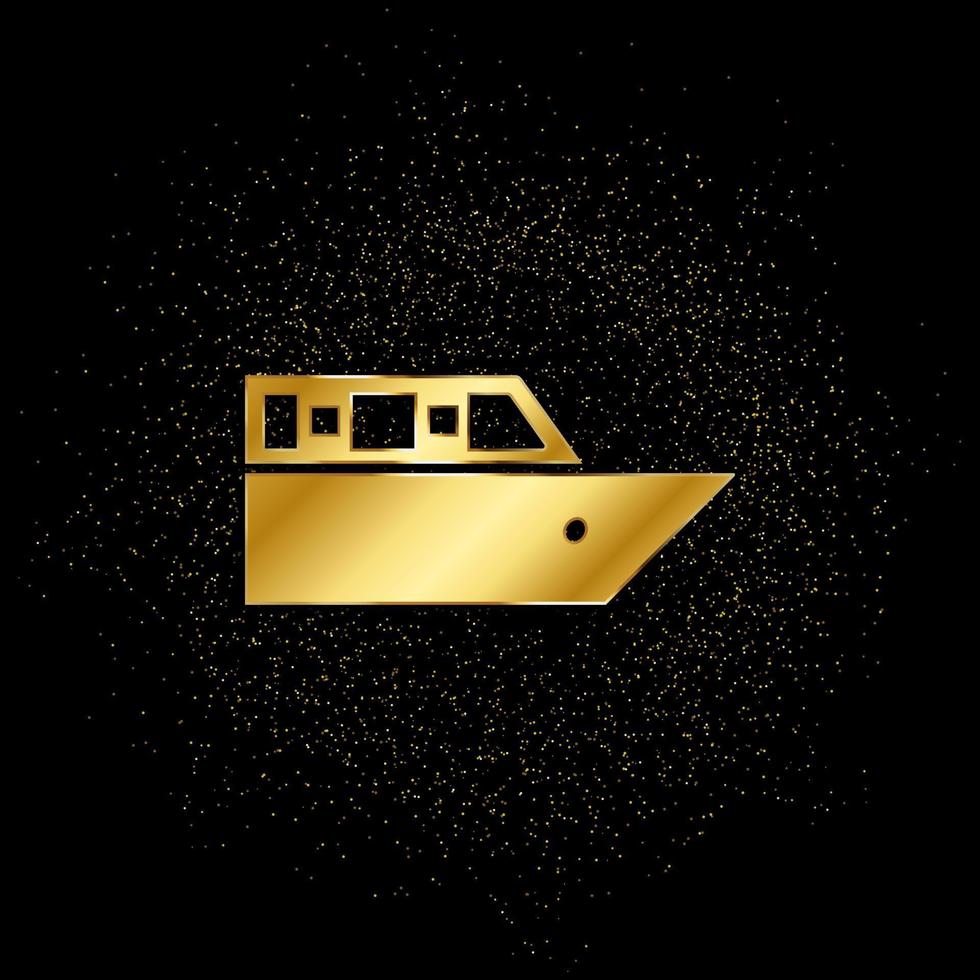 Cruiser voyage gold, icon. Vector illustration of golden particle on gold vector background