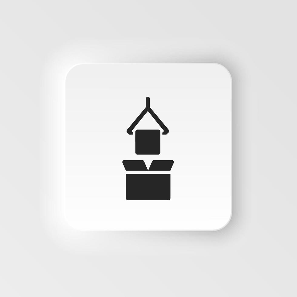 Mass production, package, placement neumorphic style vector icon. Simple element illustration from UI concept. Mass production, package, placement neumorphic style vector icon on white