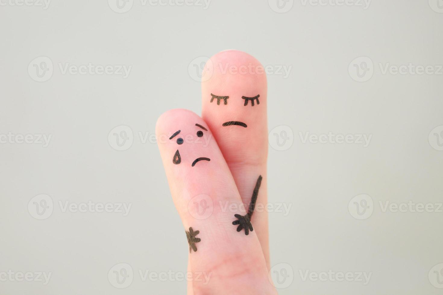 Fingers art of family. Concept single mother left alone with child. photo