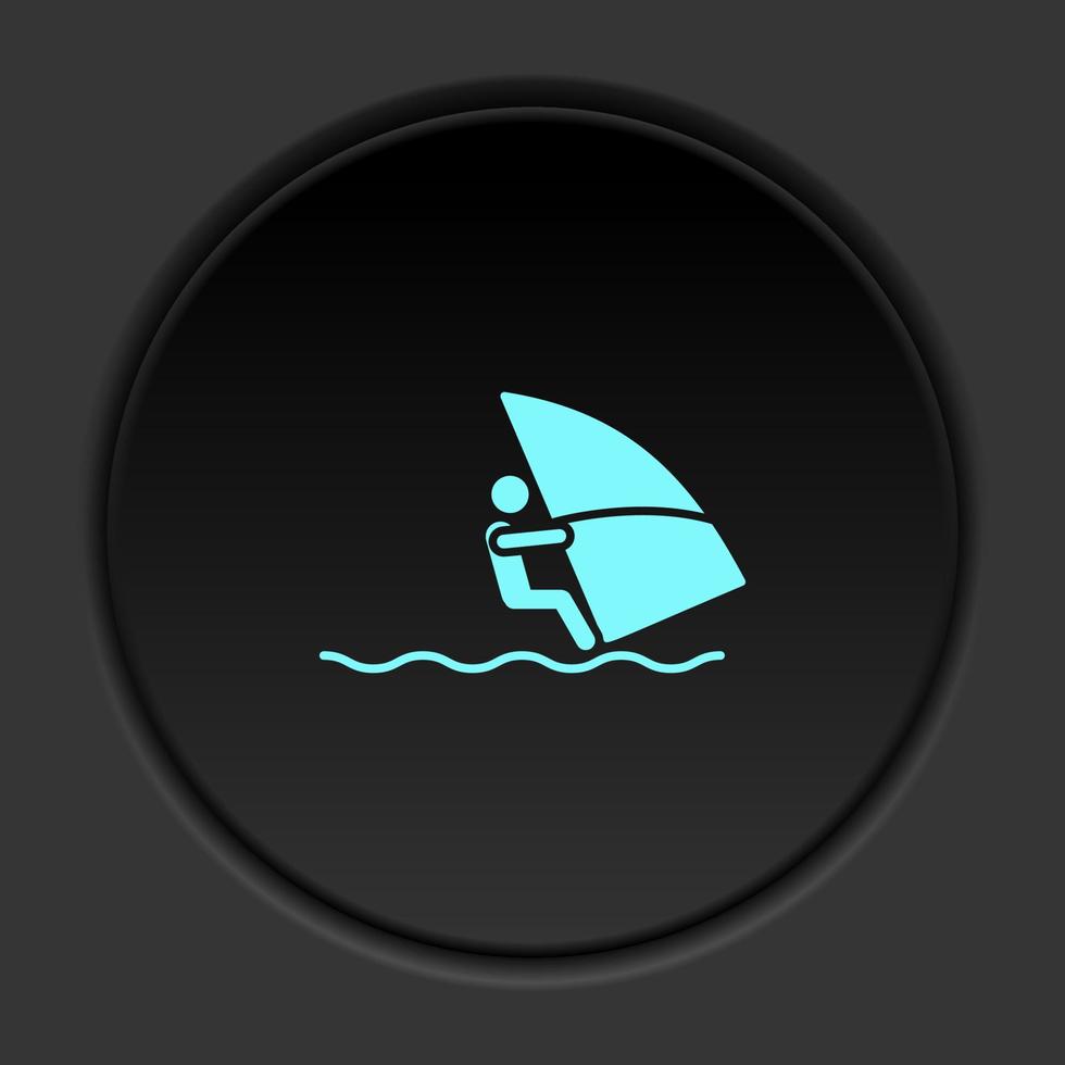 redondo botón icono windsurf mar. botón bandera redondo Insignia interfaz para solicitud ilustración en oscuro antecedentes vector