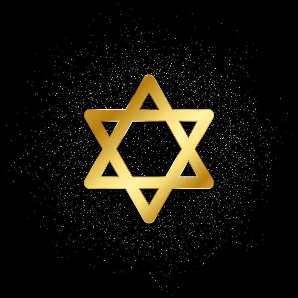 Israel star of david gold, icon. Vector illustration of golden particle on gold vector background