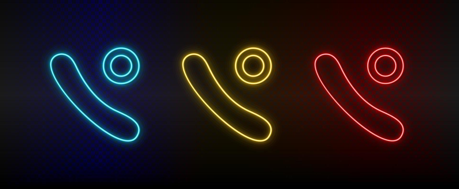 Neon icon set cucumber, food. Set of red, blue, yellow neon vector icon on dark background