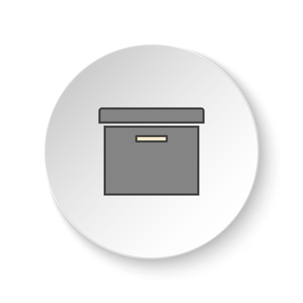 Round button for web icon, Office box. Button banner round, badge interface for application illustration on white background vector