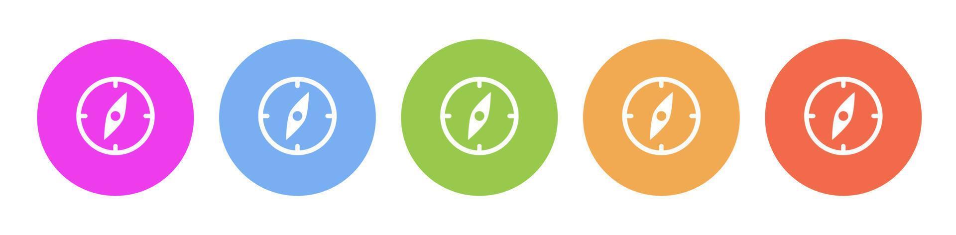 Multi colored flat icons on round backgrounds. Compass multicolor circle vector icon on white background