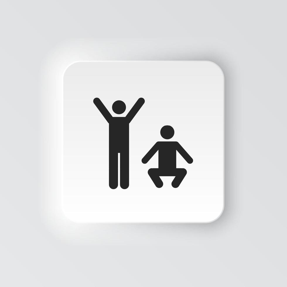 Rectangle button icon Exercise mans. Button banner Rectangle badge interface for application illustration on neomorphic style on white background vector