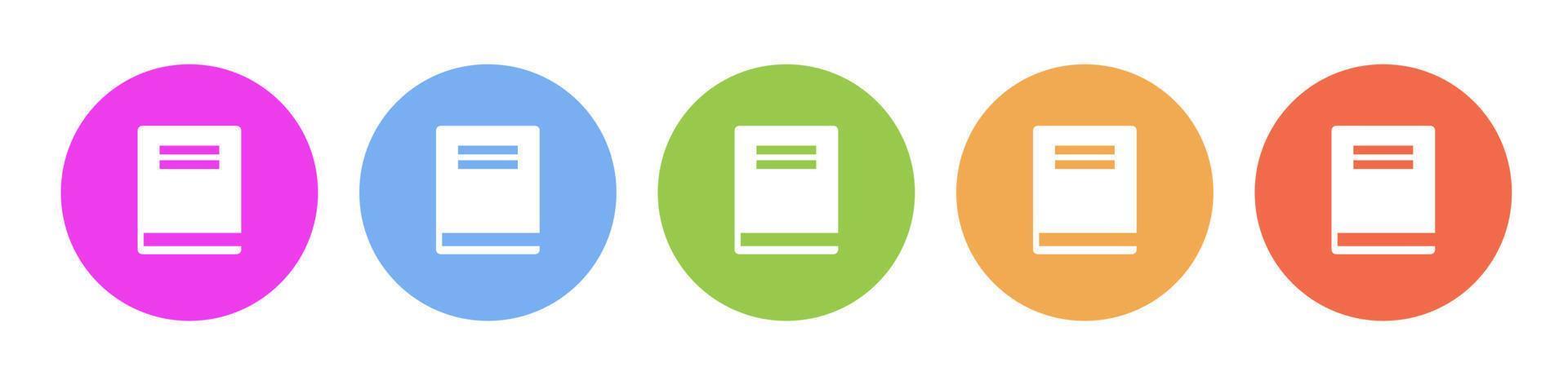 Multi colored flat icons on round backgrounds. Book multicolor circle vector icon on white background