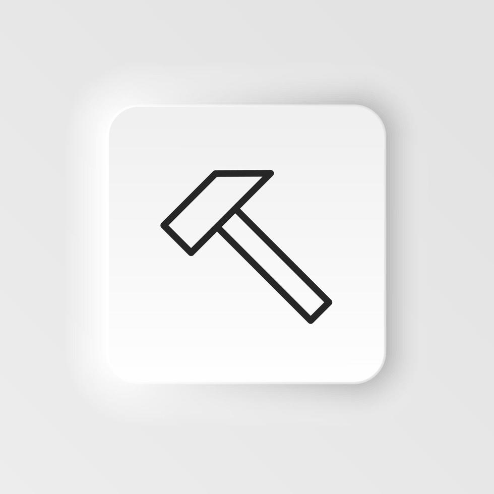 Hammer, joinery, puller vector icon. Element of design tool for mobile concept and web apps vector. Thin neumorphic style vector icon for website design on neumorphism white background