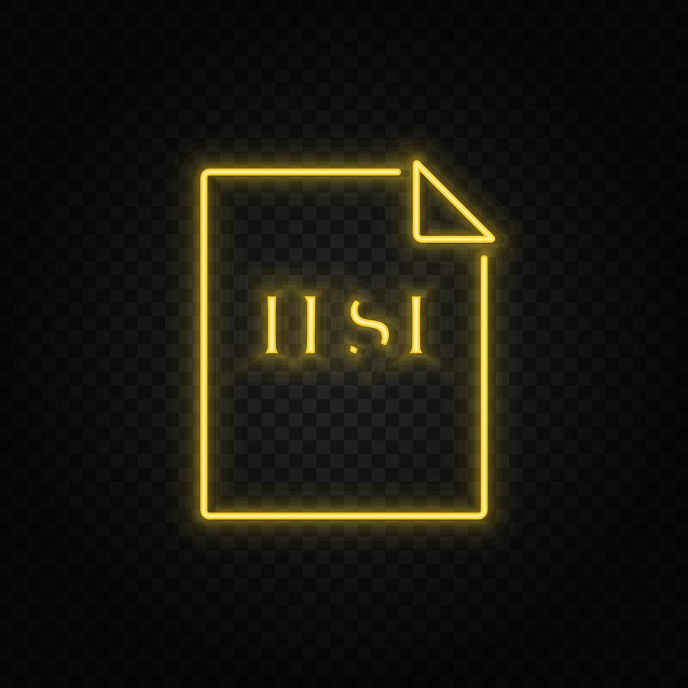 test, file yellow neon icon .Transparent background. Yellow neon vector icon on dark background