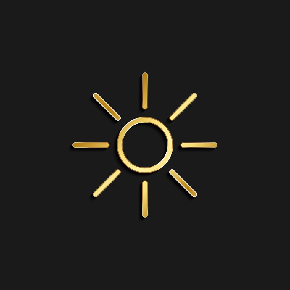 brightness, sun gold icon. Vector illustration of golden icon on dark background