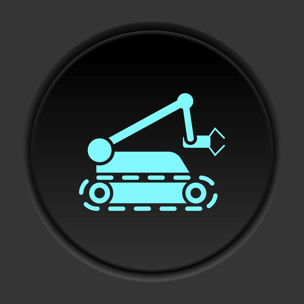 Dark button icon Robot technology industry factory. Button banner round badge interface for application illustration on darken background vector