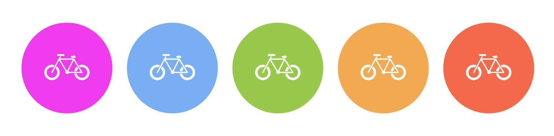 Multi colored flat icons on round backgrounds. Bike multicolor circle vector icon on white background