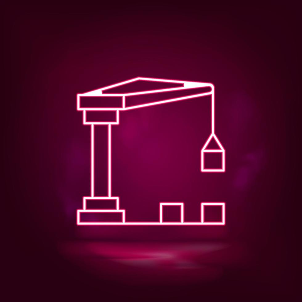 Container crane, crane machine vector neon icon. Illustration isolated vector sign symbol - Manufacture Robotics icon vector neon - Vector.
