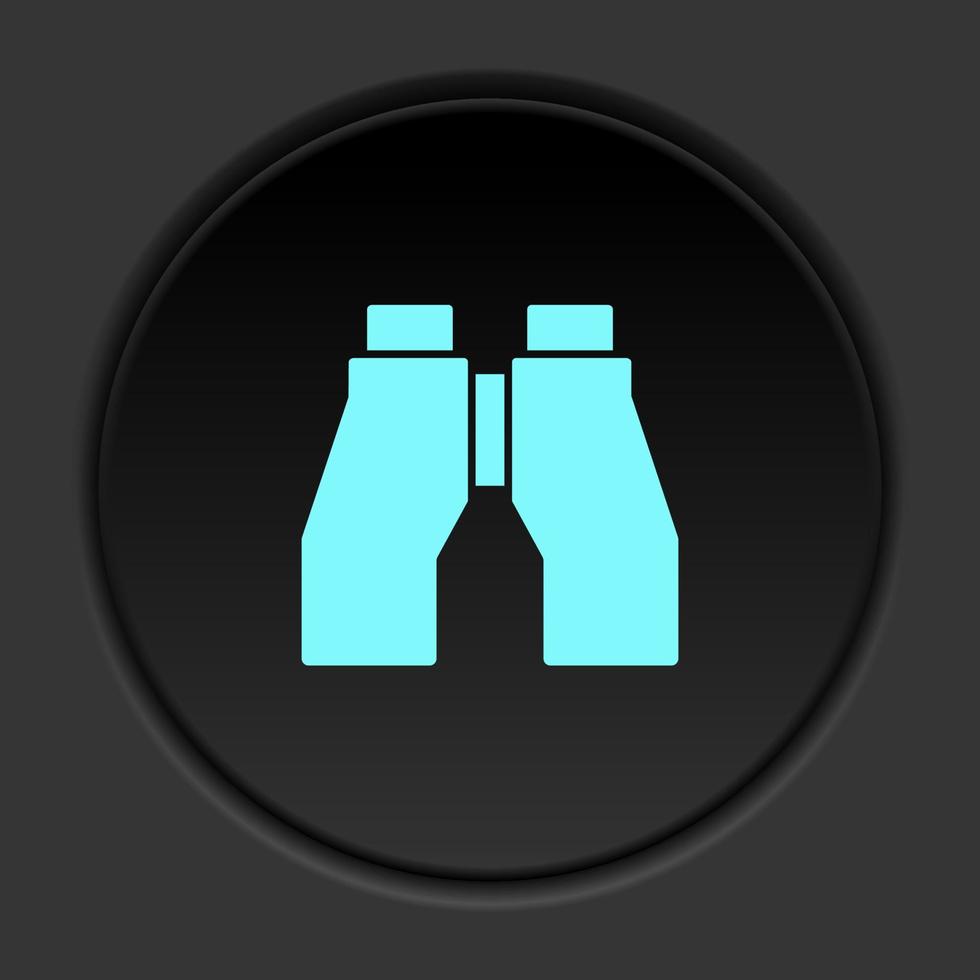 Round button icon Binoculars. Button banner round badge interface for application illustration on dark background vector