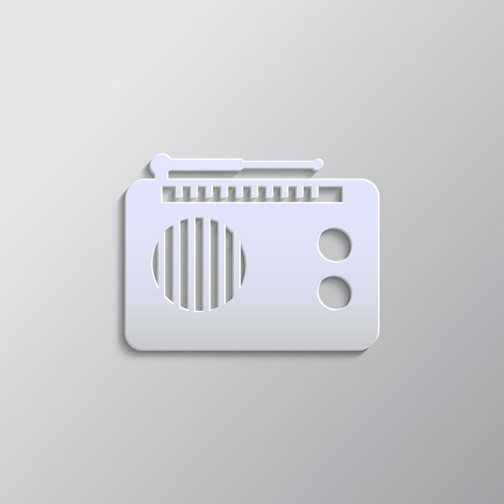 Radio paper style icon. Grey color vector background- Paper style vector icon.