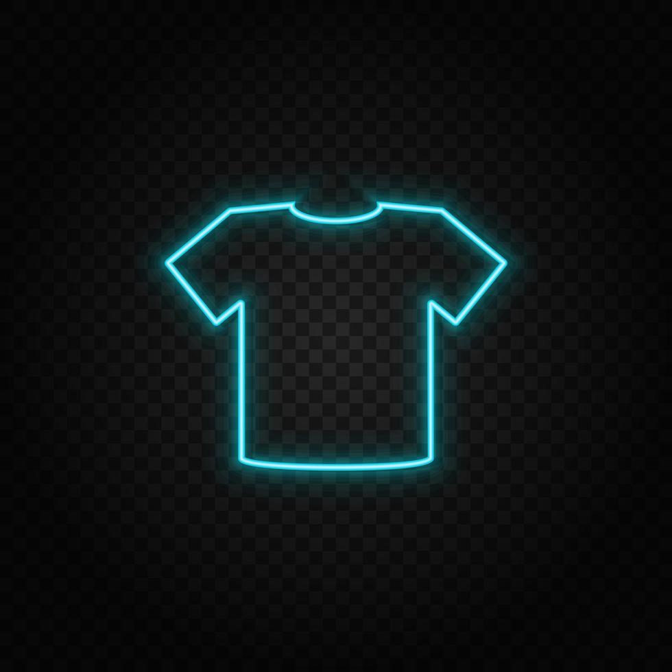 Shirt. Blue and yellow neon vector icon. Transparent background.