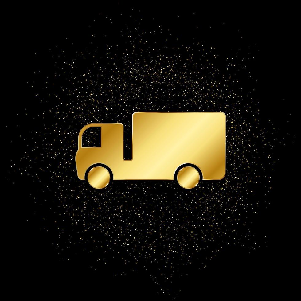 Delivery truck gold, icon. Vector illustration of golden particle on gold vector background