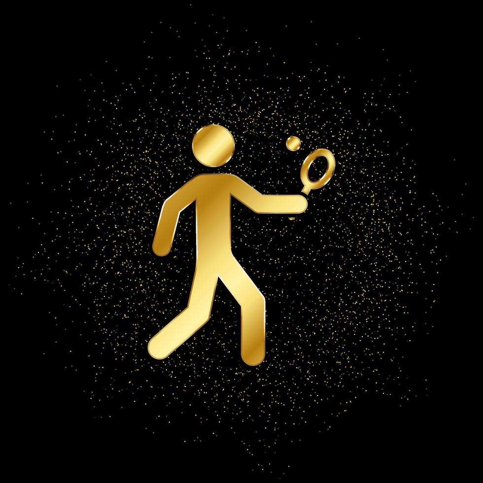 Tennis, man gold, icon. Vector illustration of golden particle on gold vector background