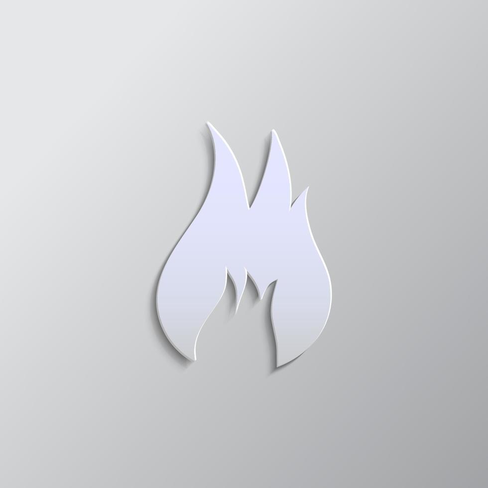 fuego, peligro papel estilo icono. gris color vector fondo- papel estilo vector icono.