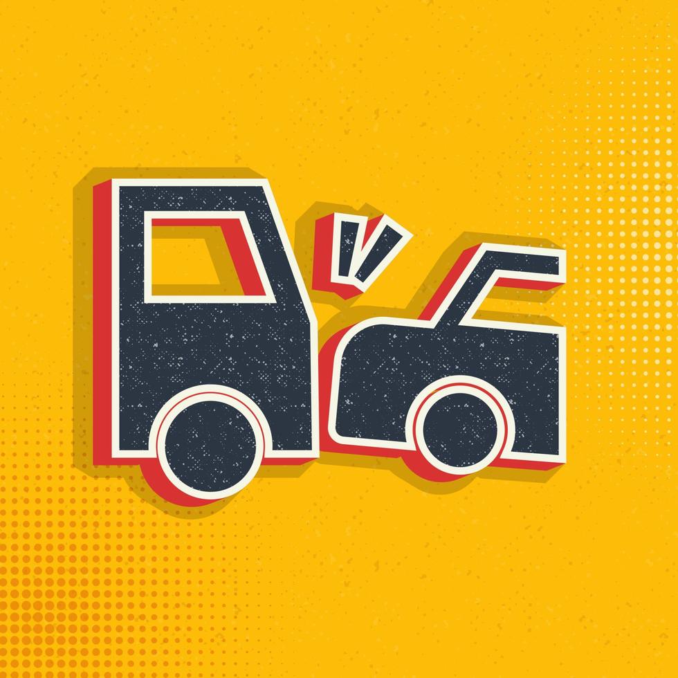 Accident, car, collision, insurance pop art, retro icon. Vector illustration of pop art style on retro background