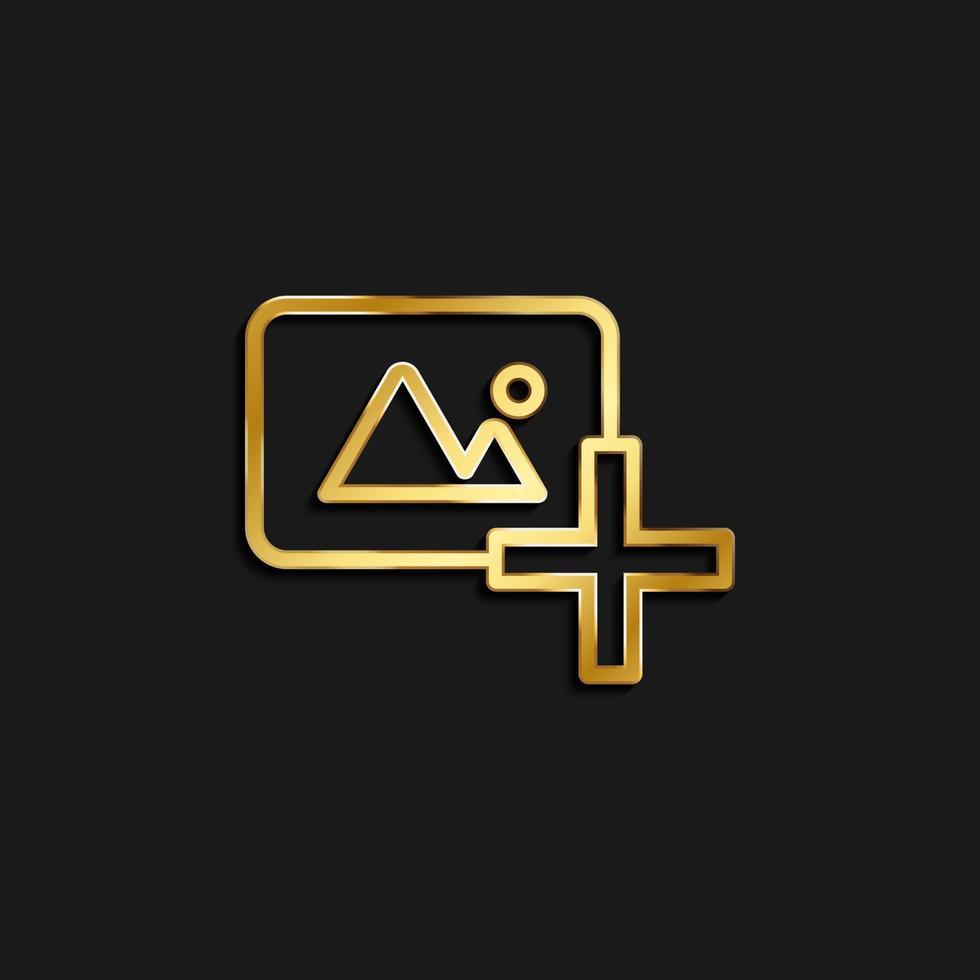 photo, add gold icon. Vector illustration of golden icon on dark background