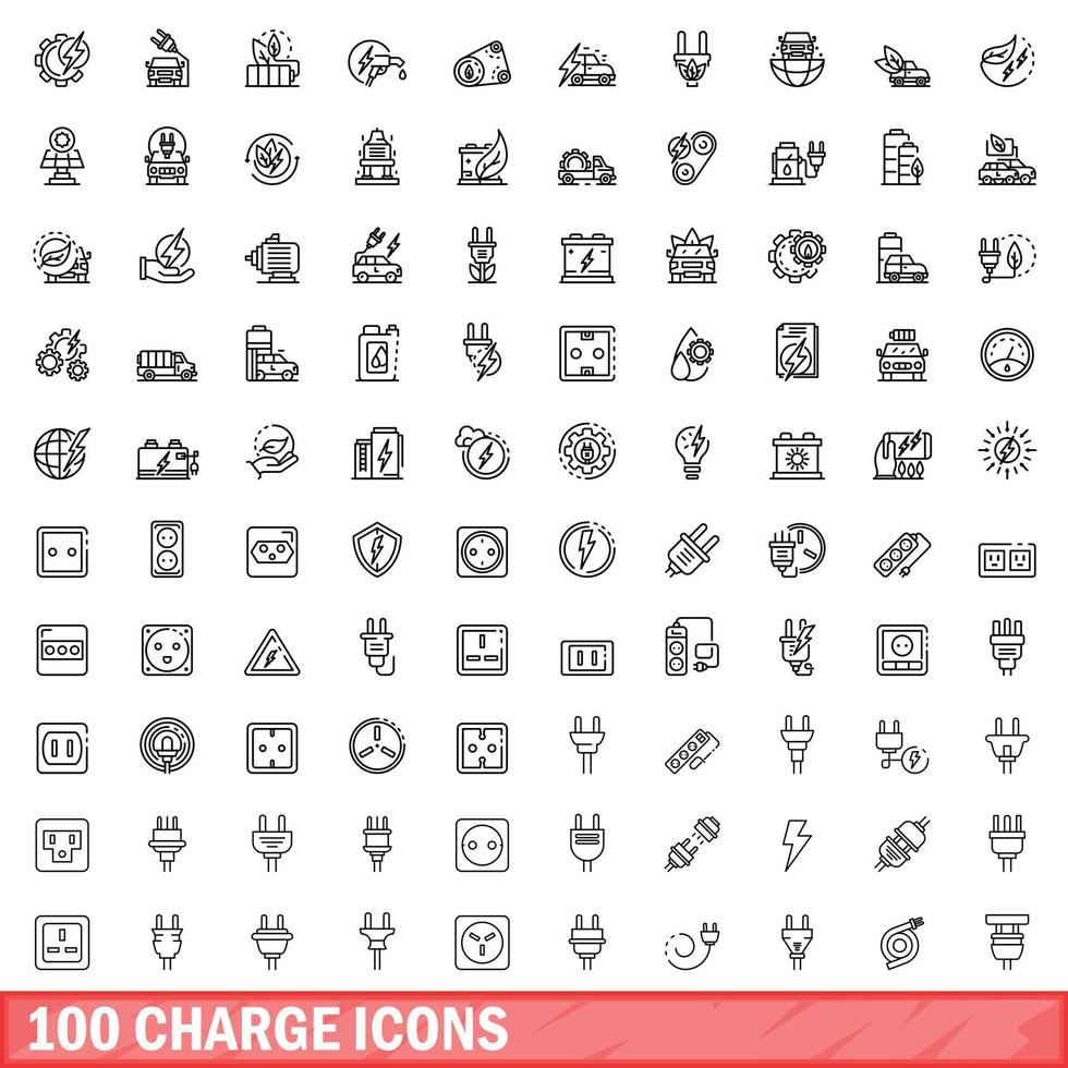 100 charge icons set, outline style 21535877 Vector Art at Vecteezy