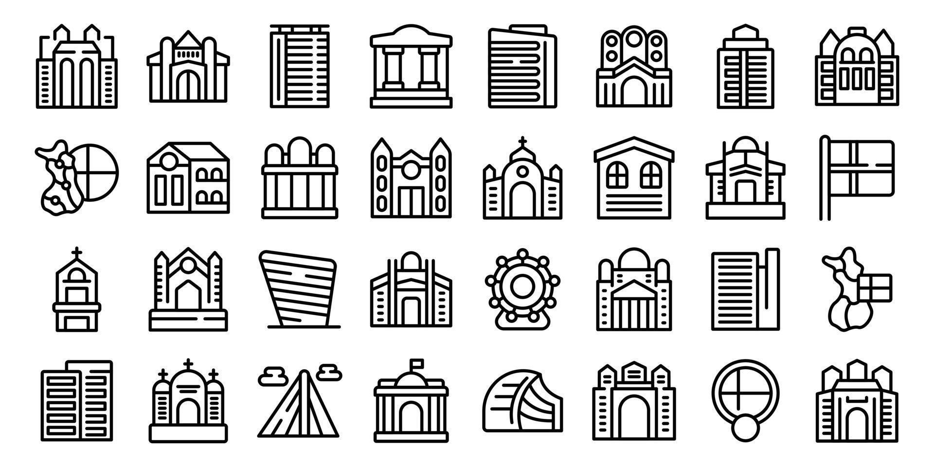 Helsinki icons set outline vector. Finland city vector
