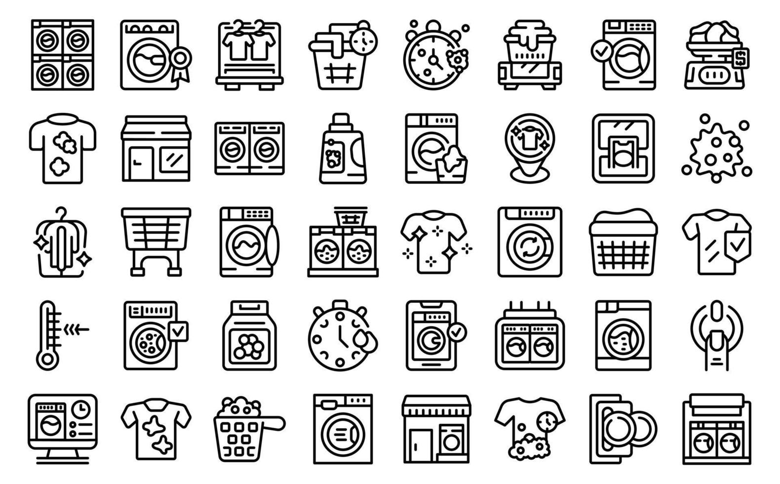 Laundromat icons set outline vector. Room service vector