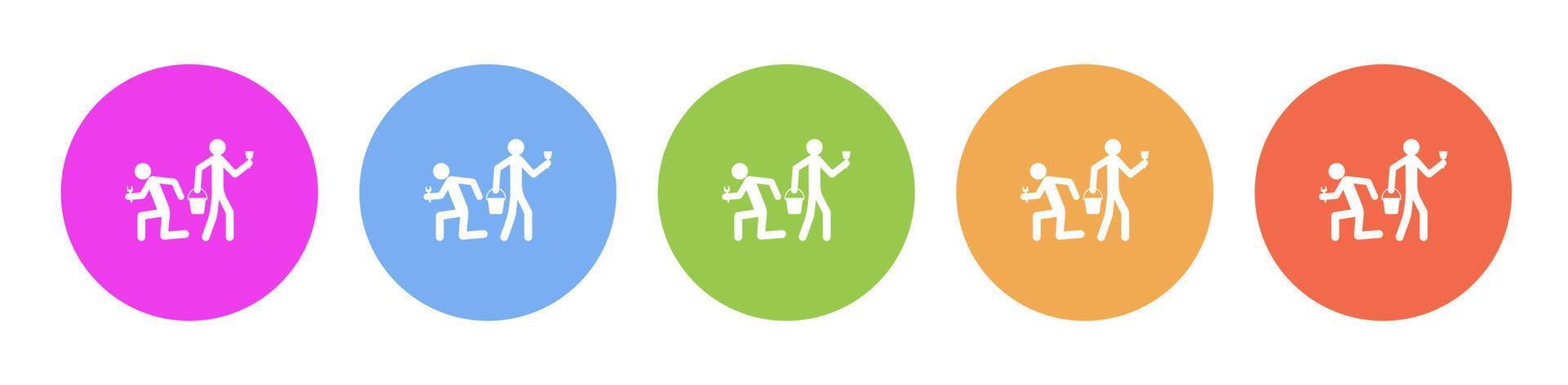 Multi colored flat icons on round backgrounds. workers, repair multicolor circle vector icon on white background