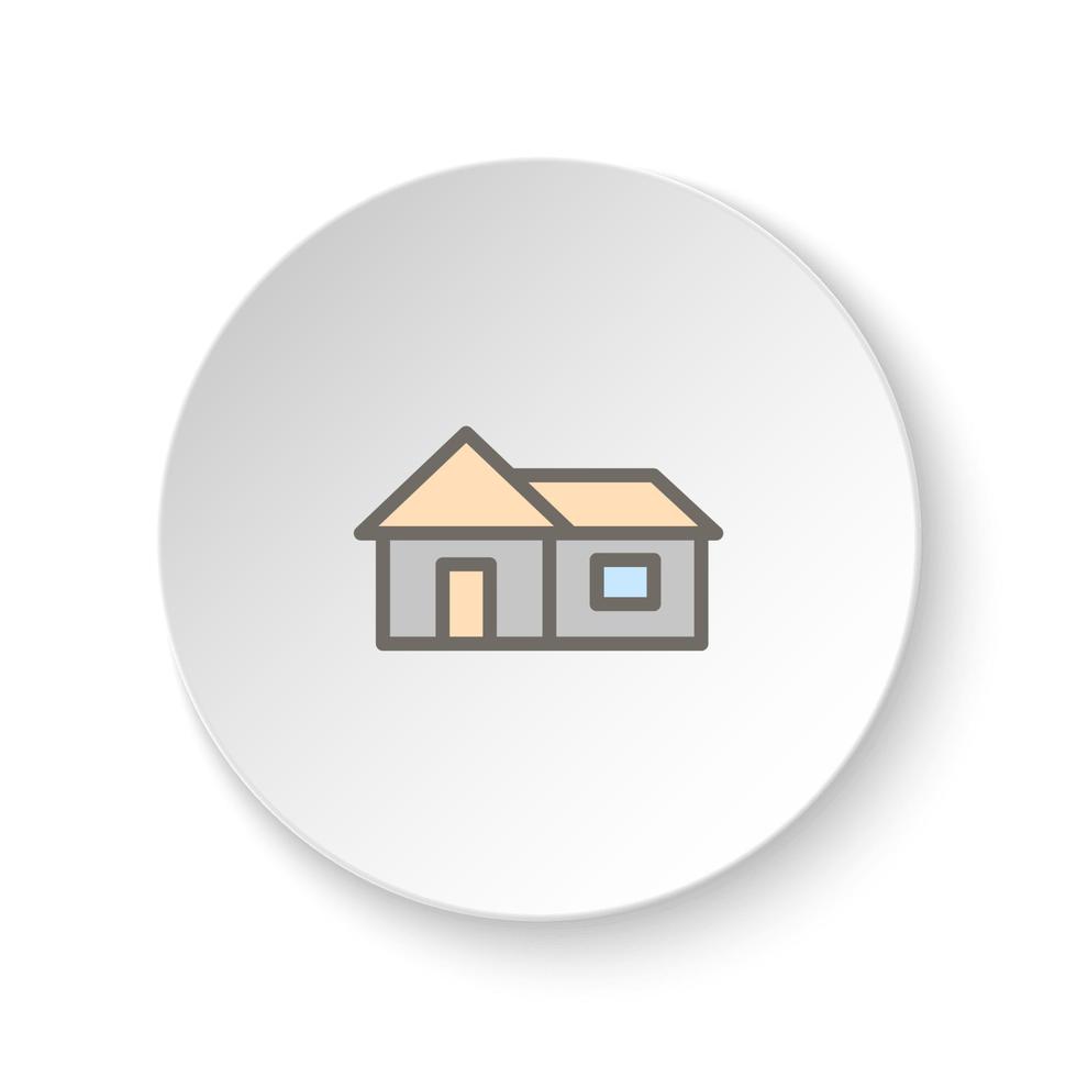 Round button for web icon, home, house. Button banner round, badge interface for application illustration on white background vector