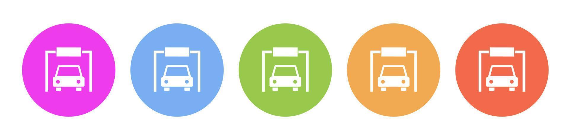 Multi colored flat icons on round backgrounds. Car, garage multicolor circle vector icon on white background