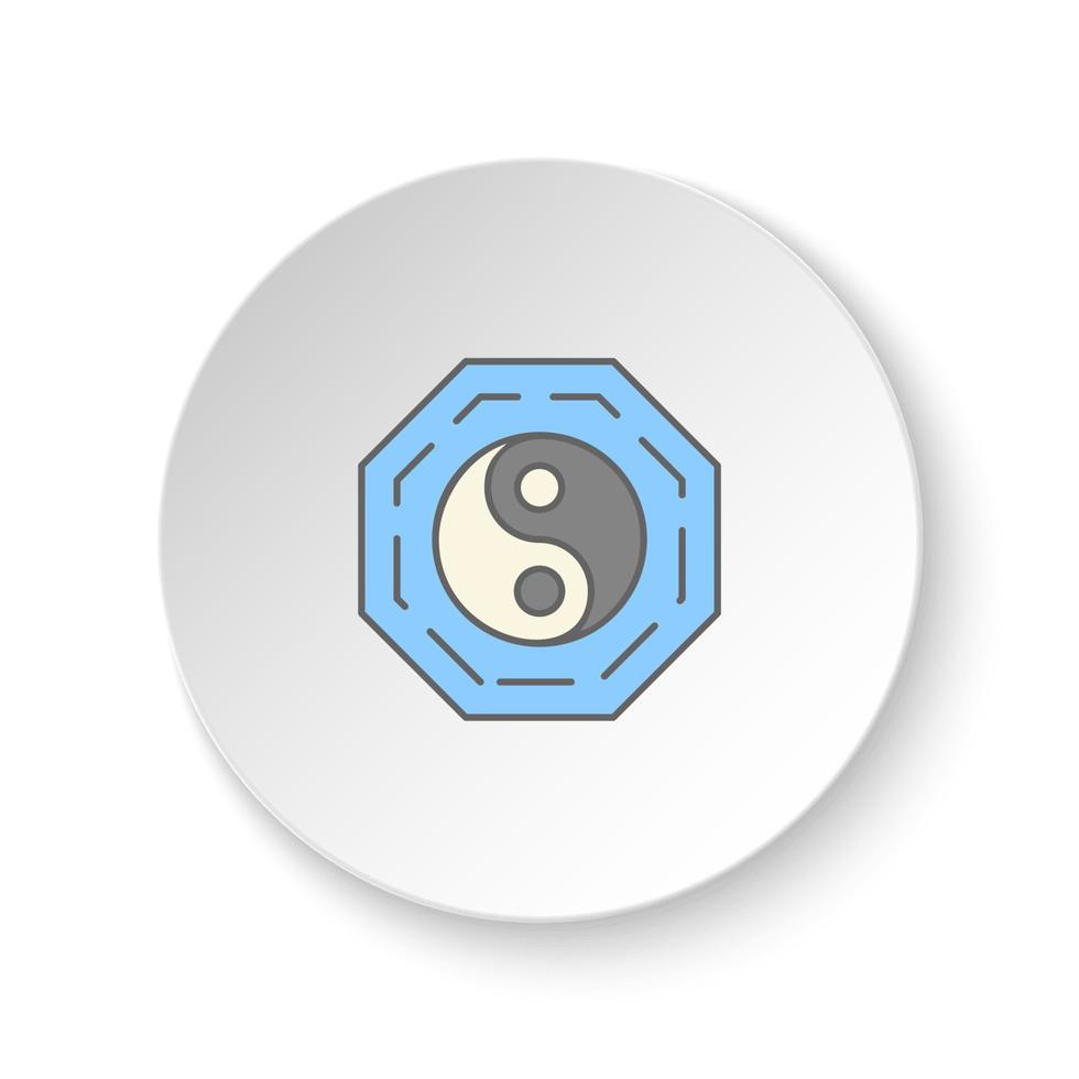 Round button for web icon, Yin yang symbol. Button banner round, badge interface for application illustration on white background vector