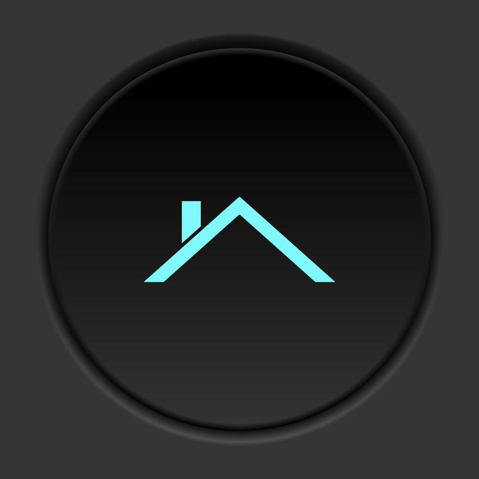 Round button icon Roof. Button banner round badge interface for application illustration on dark background vector