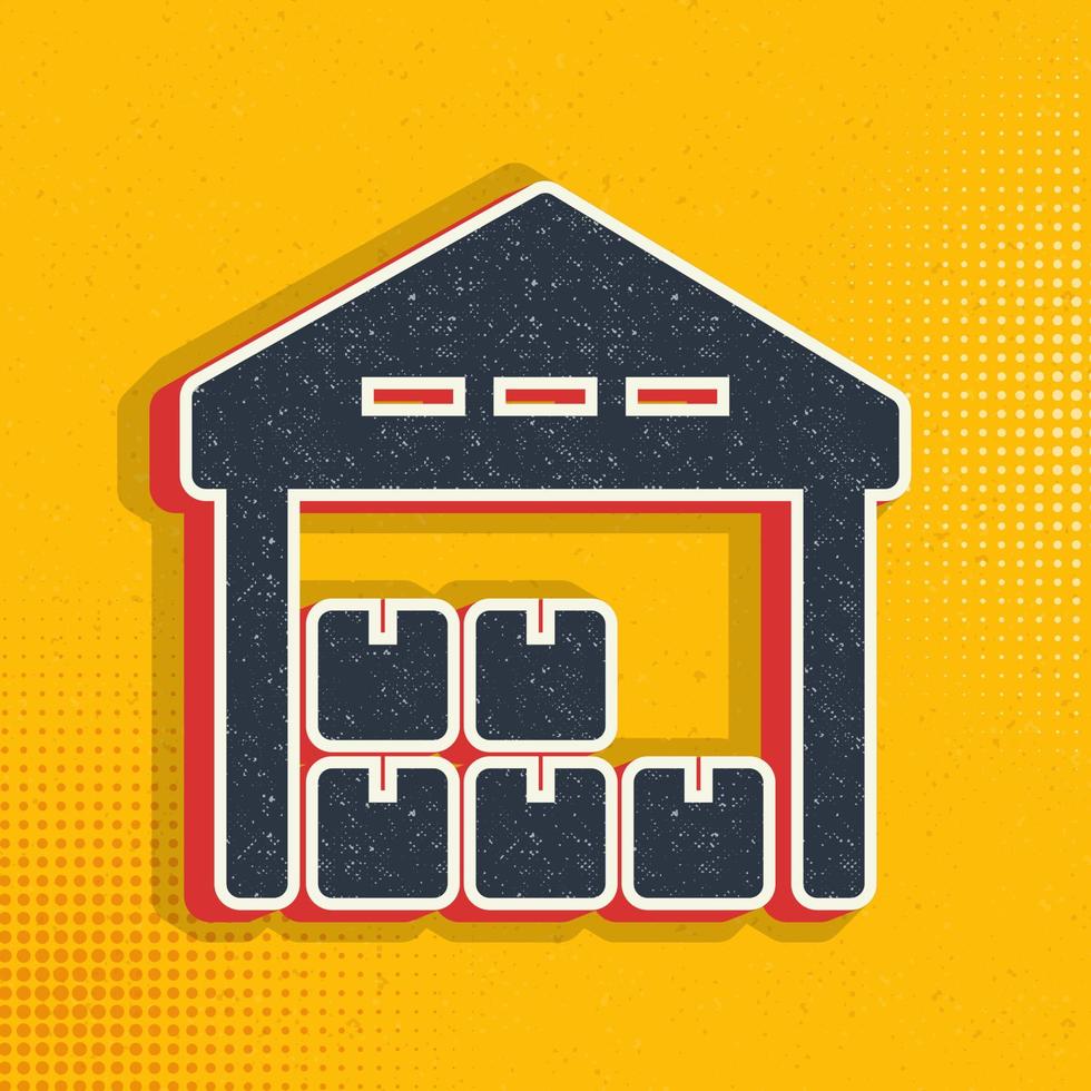 Mass production, warehouse pop art, retro icon. Vector illustration of pop art style on retro background
