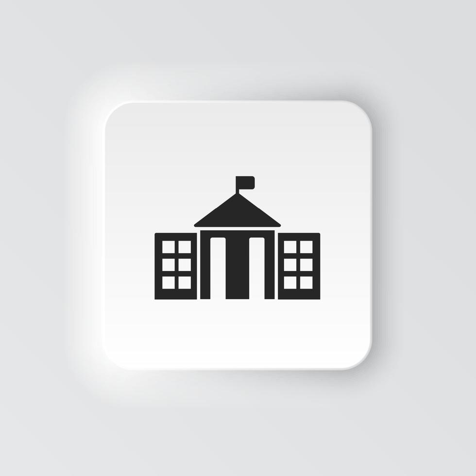 Rectangle button icon City hall. Button banner Rectangle badge interface for application illustration on neomorphic style on white background vector