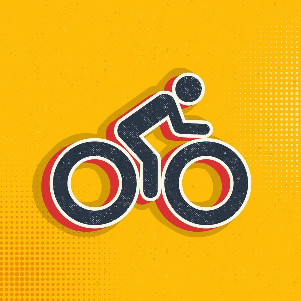 Bike, man pop art, retro icon. Vector illustration of pop art style on retro background