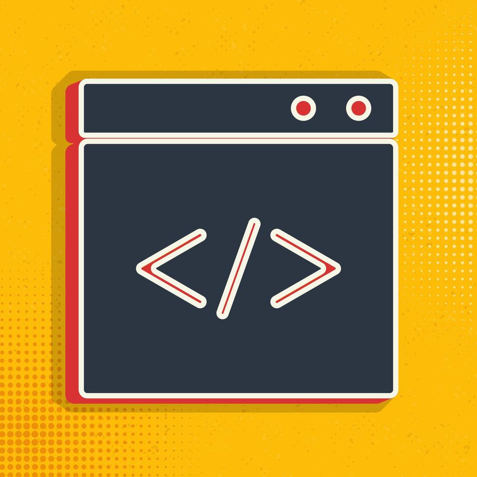 website, internet, browser, code pop art, retro icon. Vector ...