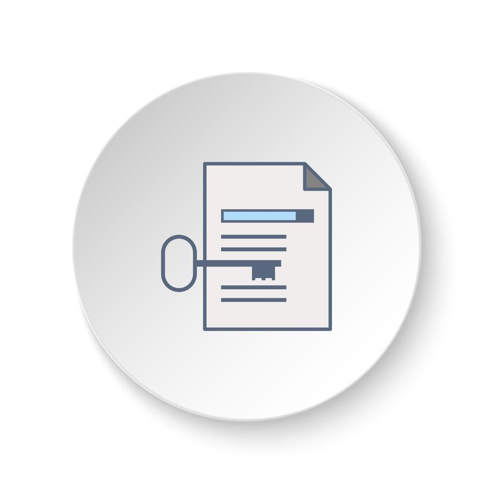 Round button for web icon, a4, folder, key. Button banner round, badge interface for application illustration on white background vector