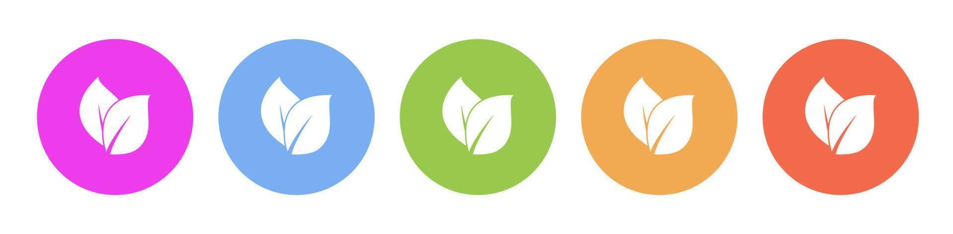 Multi colored flat icons on round backgrounds. leaf, folio multicolor circle vector icon on white background