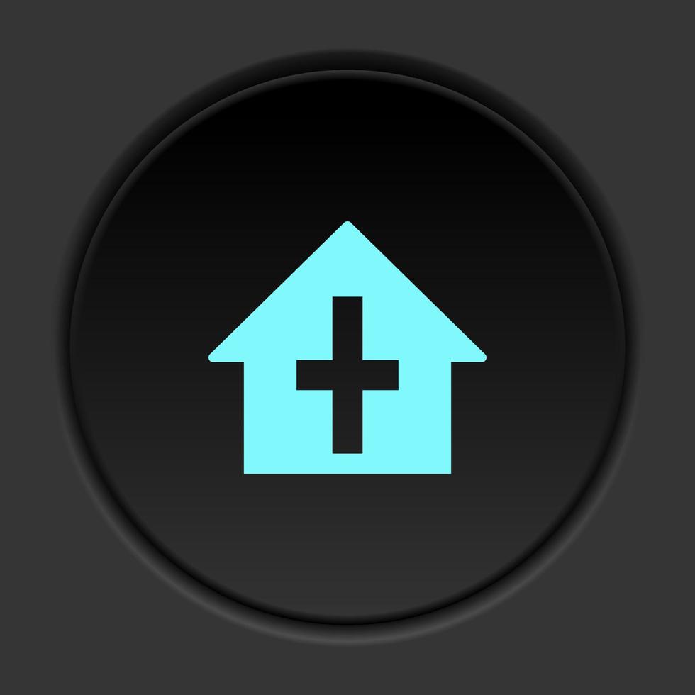 Round button icon Chapel outline. Button banner round badge interface for application illustration on dark background vector