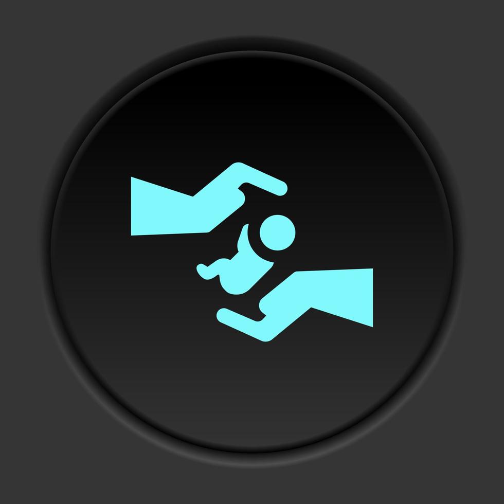 Dark button icon Mother baby safe. Button banner round badge interface for application illustration on darken background vector