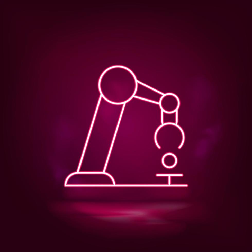 Articulated robotic, industrial arm vector neon icon. Illustration isolated vector sign symbol - Manufacture Robotics icon vector neon - Vector.