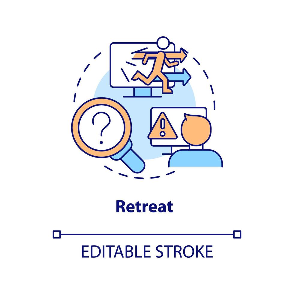 Retreat concept icon. Digital criminals. Finding robber. Phases of cybercrime abstract idea thin line illustration. Isolated outline drawing. Editable stroke vector