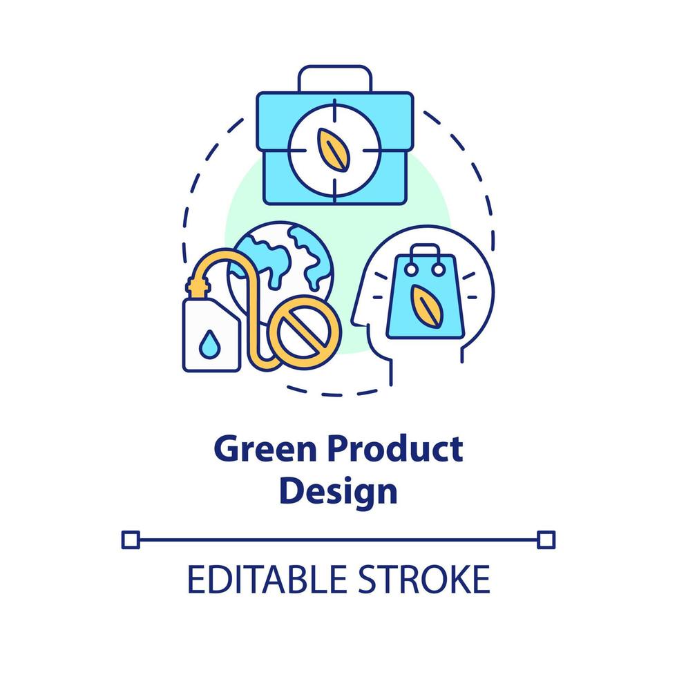 Green product design concept icon. Sustainable materials. Eco-conscious consumers abstract idea thin line illustration. Isolated outline drawing. Editable stroke vector