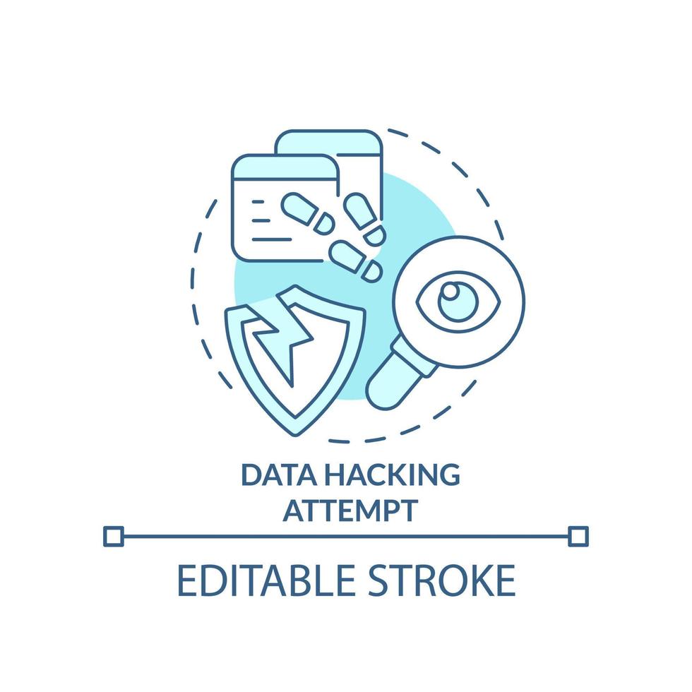 Data hacking attempt turquoise concept icon. Identify cyberattacks. Avoid malware abstract idea thin line illustration. Isolated outline drawing. Editable stroke vector