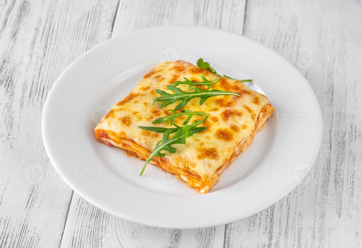 Cheese Lasagne on plate photo