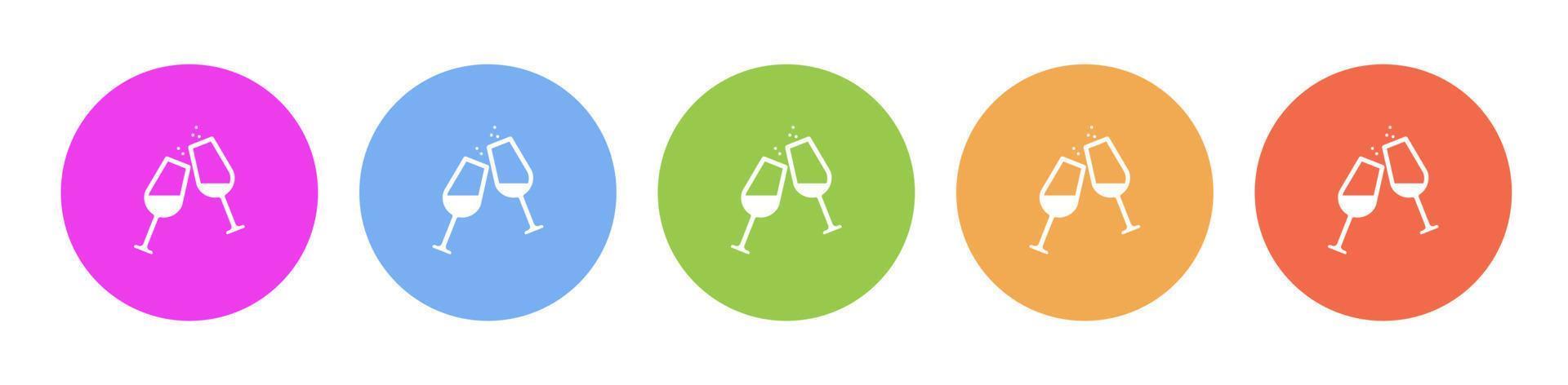 Multi colored flat icons on round backgrounds. champagne, couple, glass multicolor circle vector icon on white background