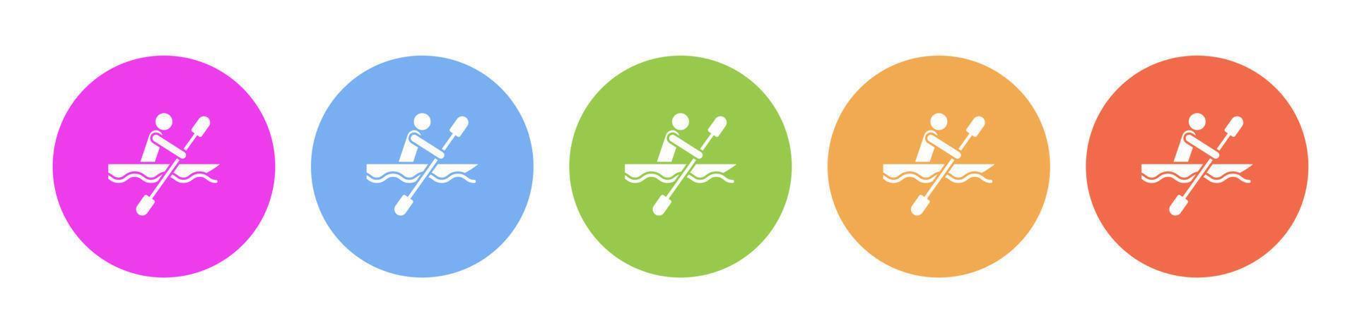 Multi colored flat icons on round backgrounds. Canoe, tray multicolor circle vector icon on white background